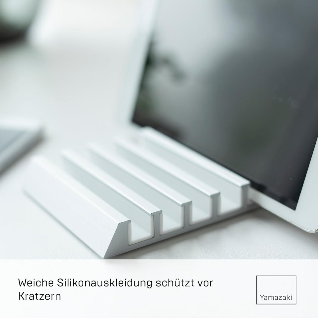 Yamazaki Tower 5274 Tablet-Ständer, Smartphone and Tablet Stand, Weiss, Aluminium/Silikon, 10 x 13 x