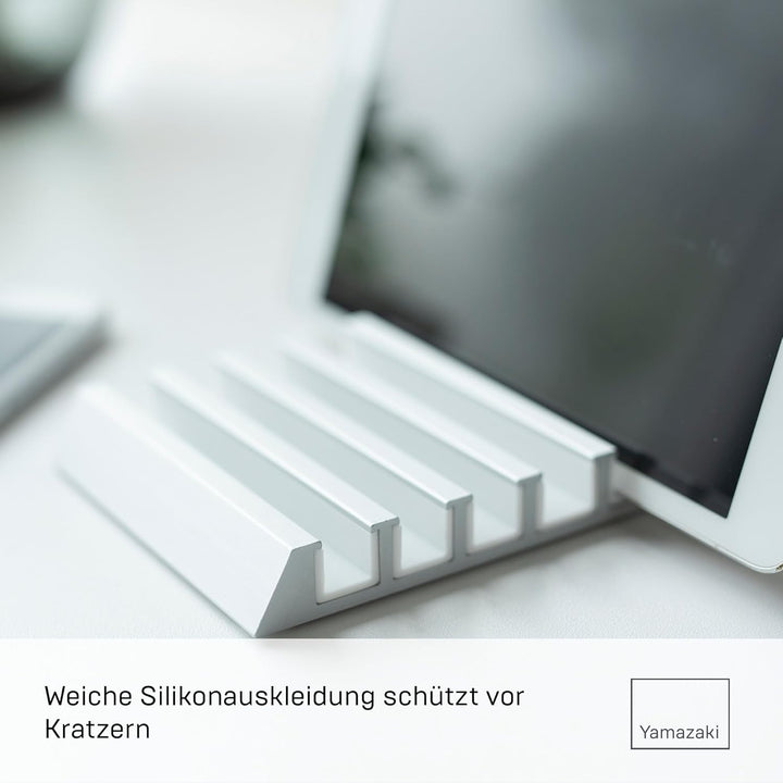 Yamazaki Tower 5274 Tablet-Ständer, Smartphone and Tablet Stand, Weiss, Aluminium/Silikon, 10 x 13 x