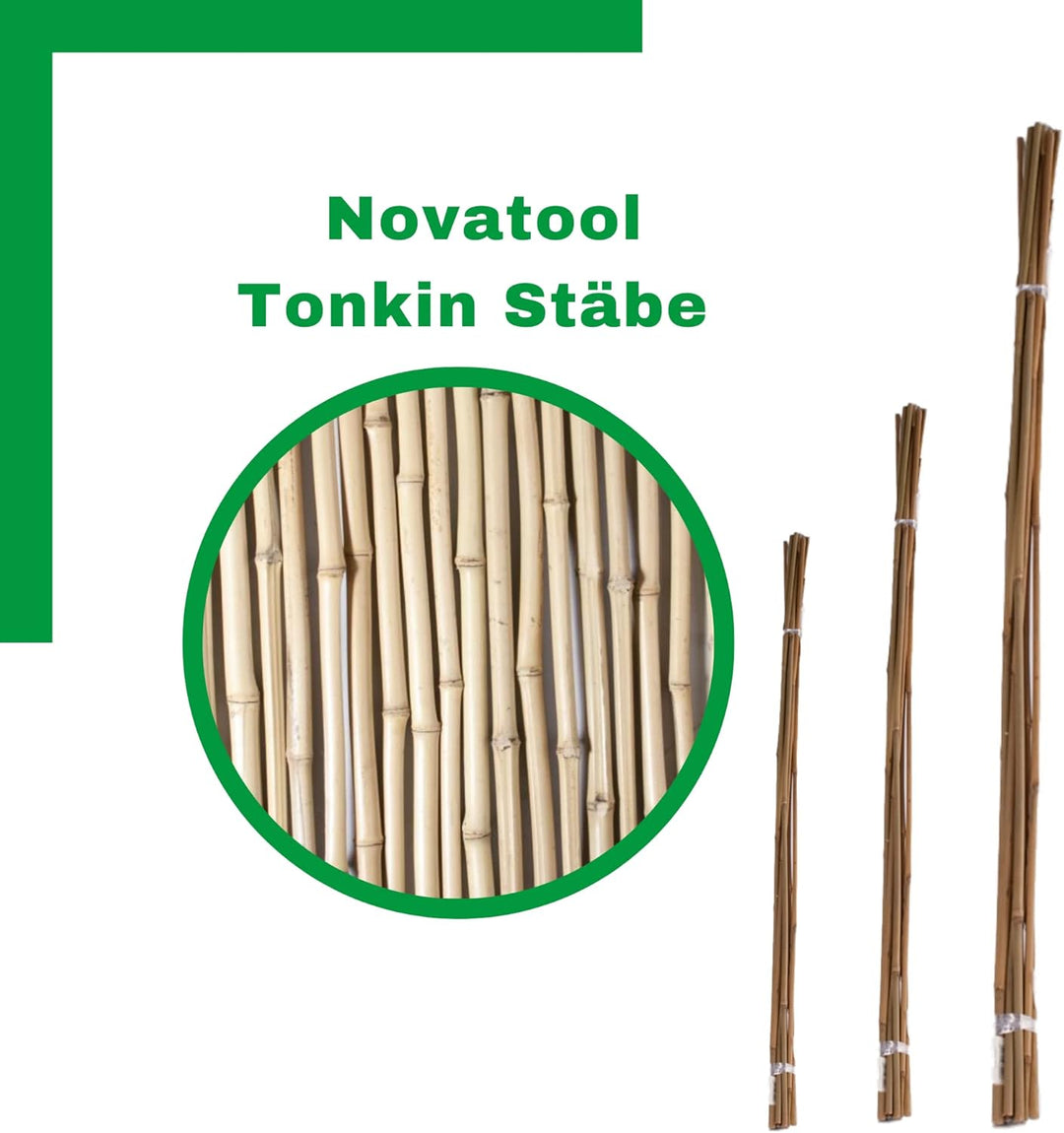 Novatool 20 Stück Tonkinstäbe 120 cm I ø 8-10 mm I Braun I Tonkinstab Rankstäbe Tomatenstäbe Ranksta