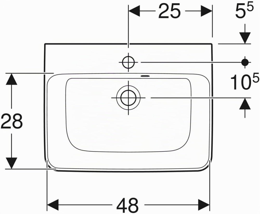 Geberit Renova Plan Waschbecken 50x38x16,5 cm 1 Hahnloch Mit Überlauf Weiss