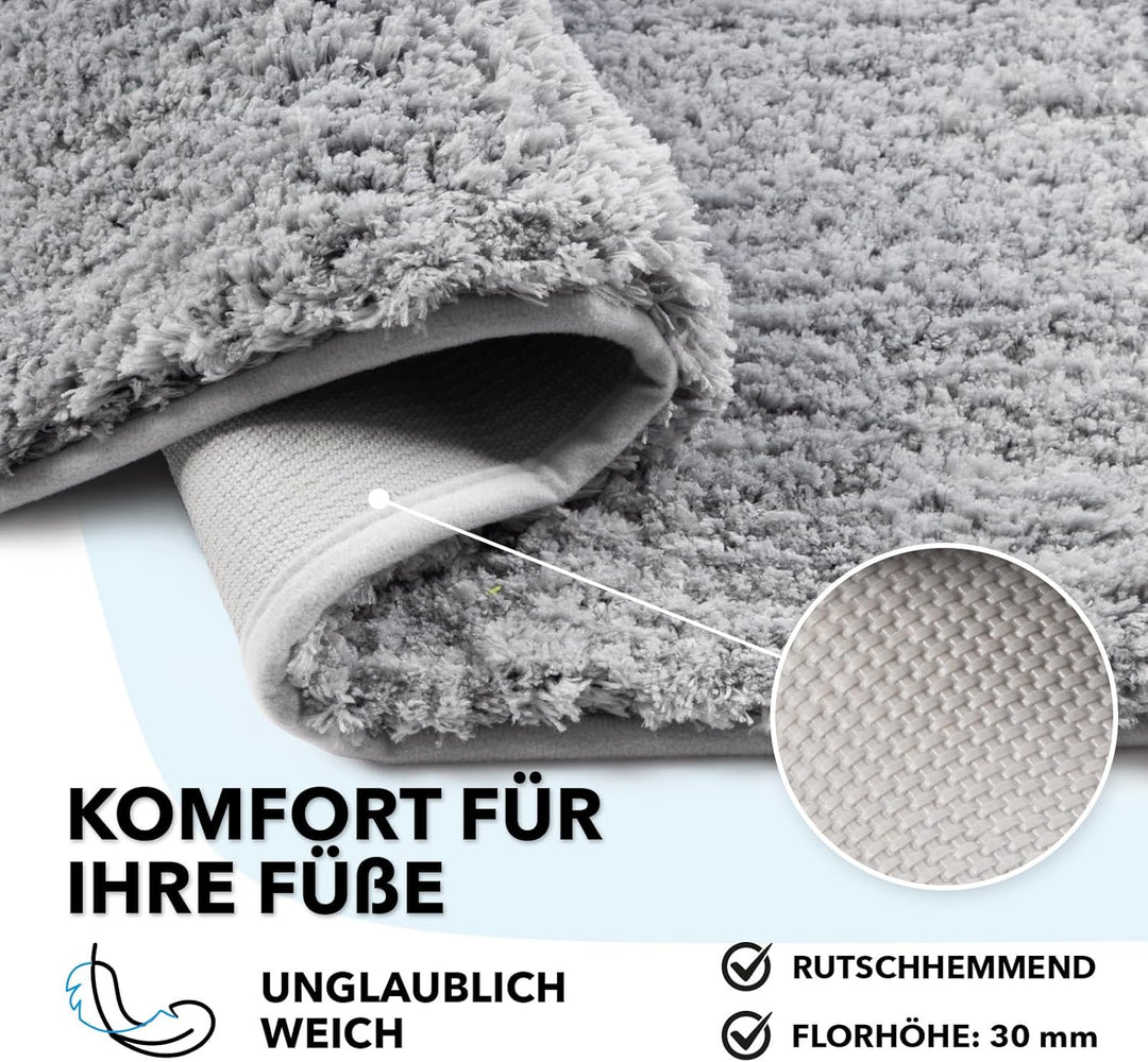 Floordirekt Badematte Sky - Badezimmerteppich - Weicher, dichter Hochflor - Rutschhemmend & Schnell