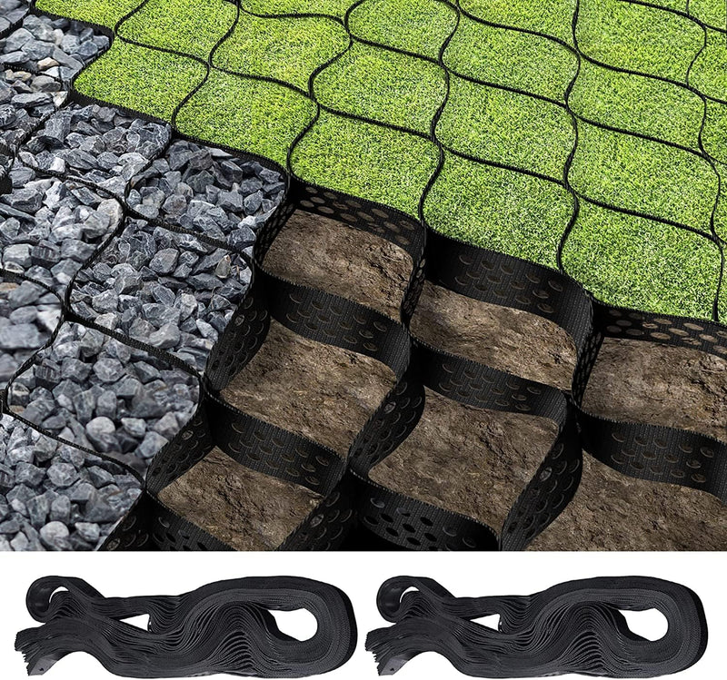 2PCS Kiesgitter Kiesmatten Kieswaben,3x5m=15m² Rasengitter Geogitter Wabengitter Gitterplatten Boden