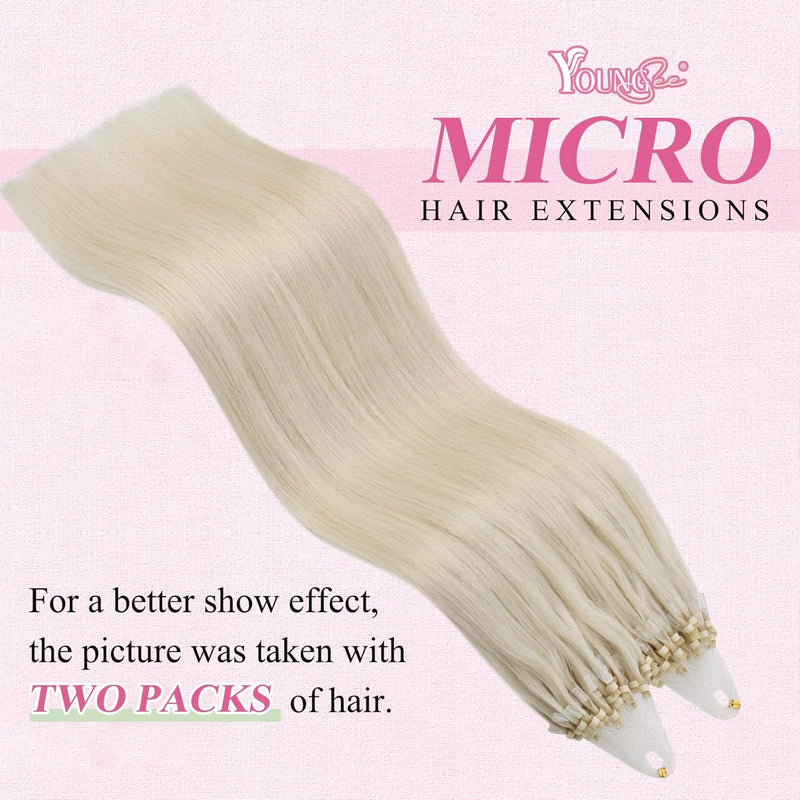 YoungSee Microring Extensions Echthaar 1g Blond Microring Extensions Platinblond Microring Hair Exte