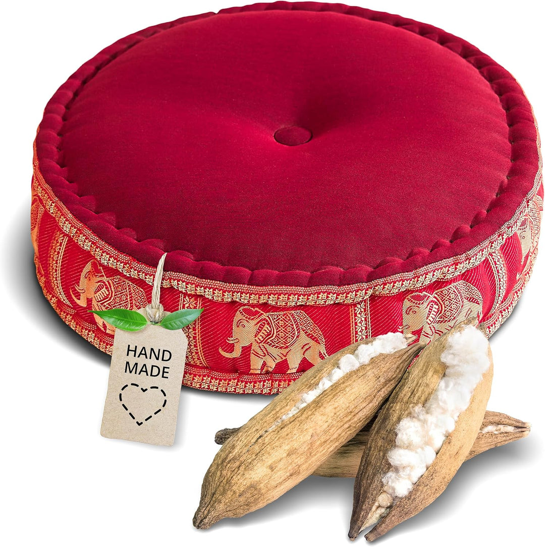 livasia Meditationskissen mit Thaiseide, Yogakissen mit Kapok, Pouf, Bodenkissen für Yoga und Zen Me