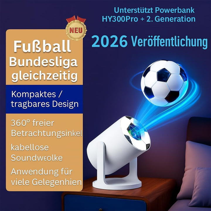 HY300 PRO Mini Beamer, 4K 1080P Unterstützung, mit Android 11, WiFi 6, Bluetooth 5.0, unterstützt Ai