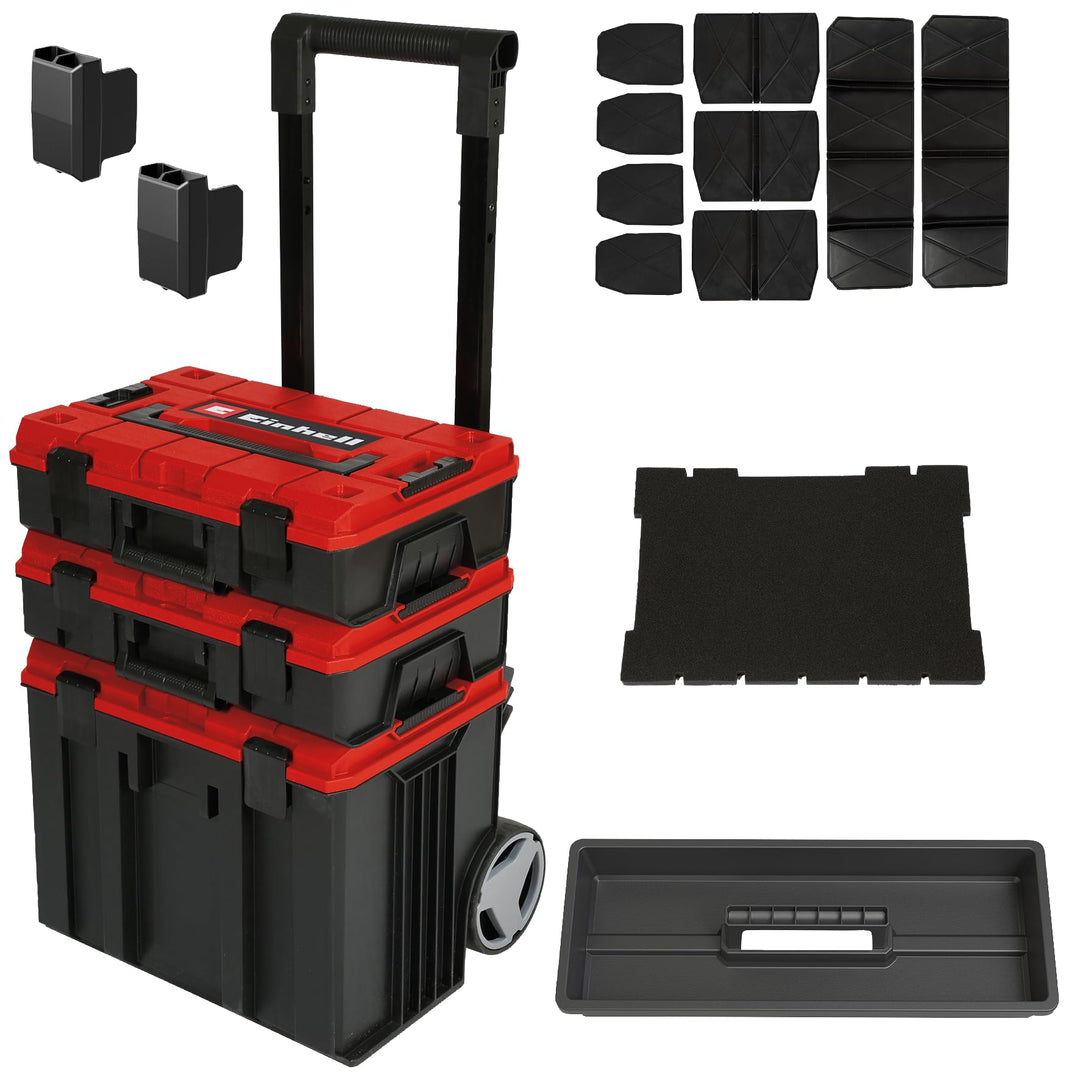 Original Einhell E-Case Tower Systemkoffer-Set (max. 120 kg, bestehend aus 3 Koffern inkl. Zubehör,