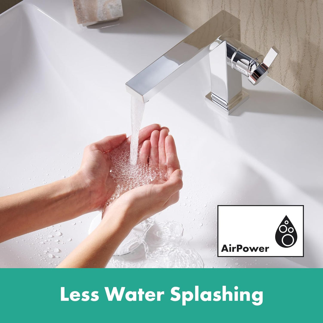 hansgrohe Tecturis E - Waschtischarmatur mit Push-Open Ablauf, energiesparend (CoolStart), Wasserhah