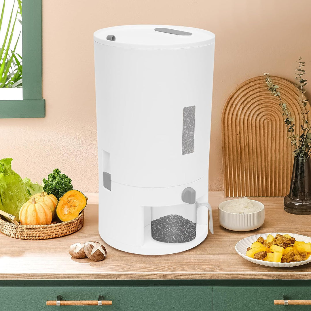 kangten 10kg Aufbewahrungsbox Reis Eimer Reisspender Grosser Versiegelter Getreidebehälter w/Cup für