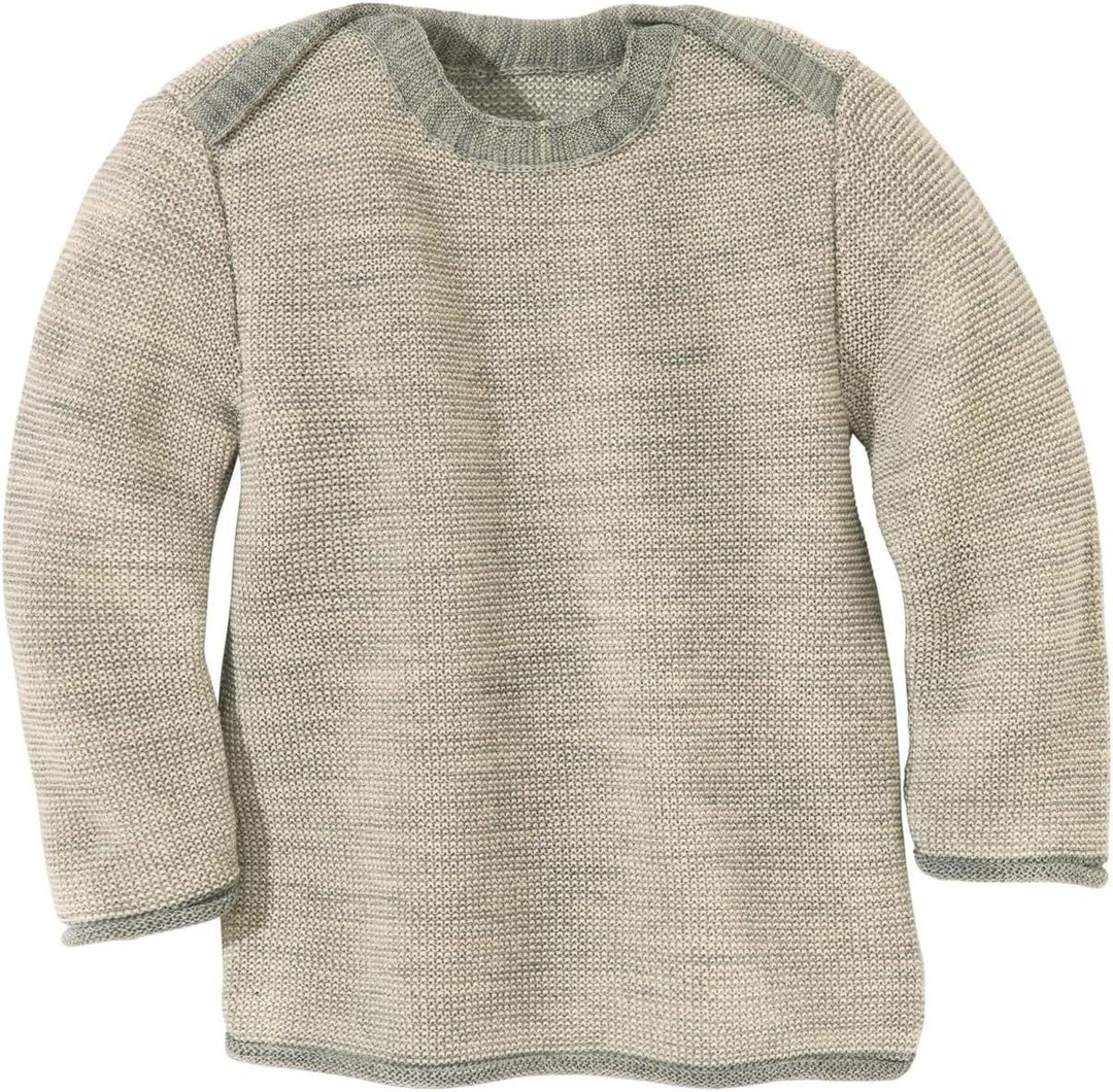 Disana 31302XX - Melange-Pullover Wolle blau 50-56 Grau/Natur, 50-56 Grau/Natur