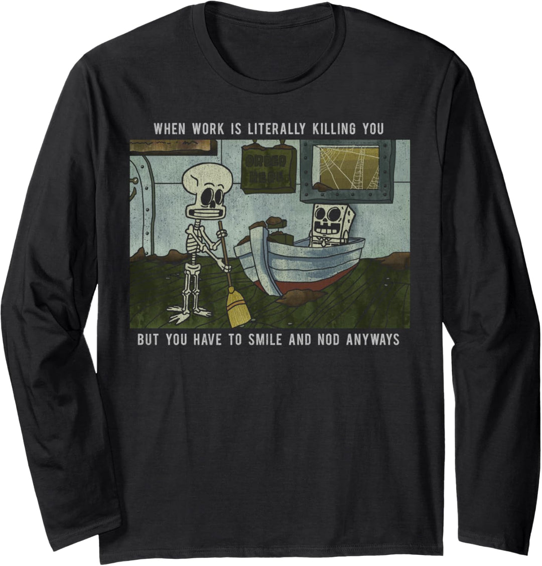 SpongeBob SquarePants Skeleton Meme Poster Langarmshirt