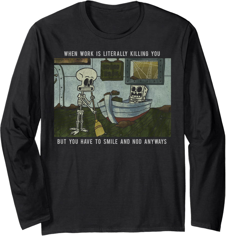SpongeBob SquarePants Skeleton Meme Poster Langarmshirt