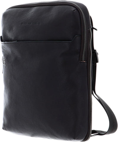 Piquadro Black Square Crossbody Bag iPad 11"/ Pro 9.7" Front Pocket Dark Brown