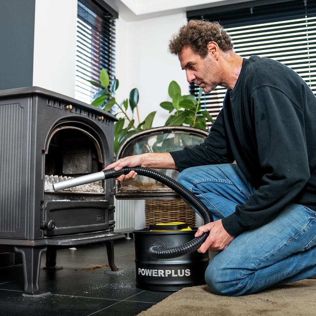 POWERPLUS elektrischer Aschesauger POWX3000-1000W Aschestaubsauger für Kamin, Ofen, Holzofen - Asche