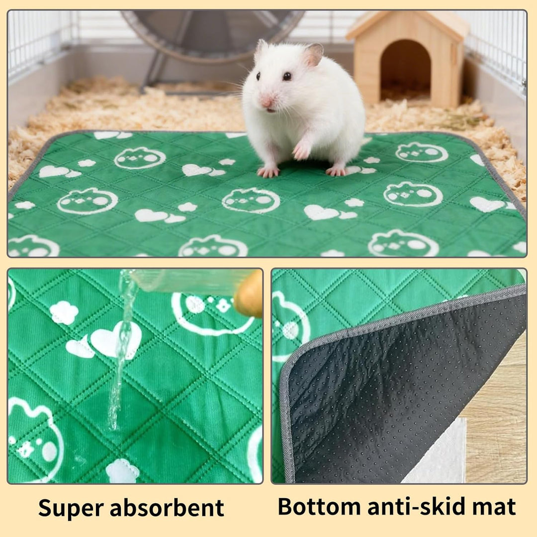 2 Stück 61x120cm Meerschweinchen Unterlage Waschbar: Pipipads Meerschweinchen, Grün, wasserdichte Su