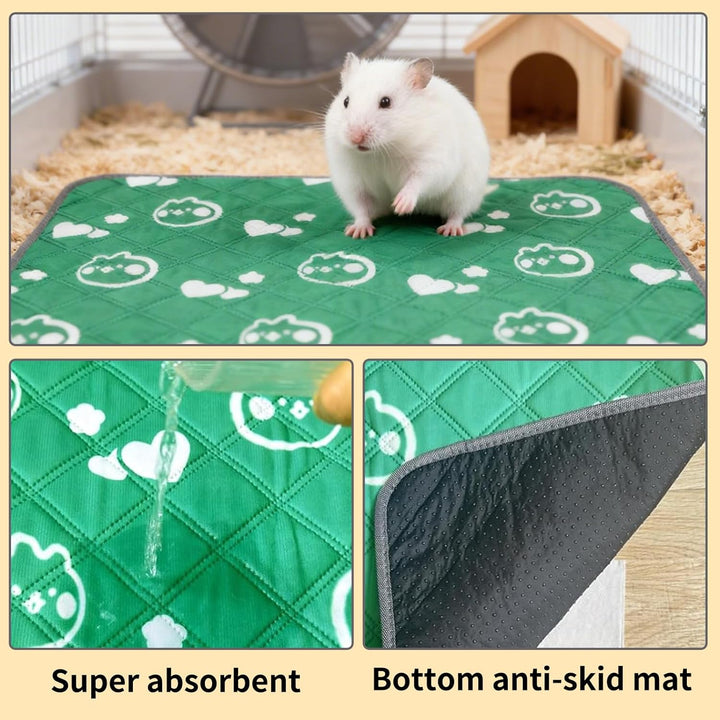 2 Stück 61x120cm Meerschweinchen Unterlage Waschbar: Pipipads Meerschweinchen, Grün, wasserdichte Su