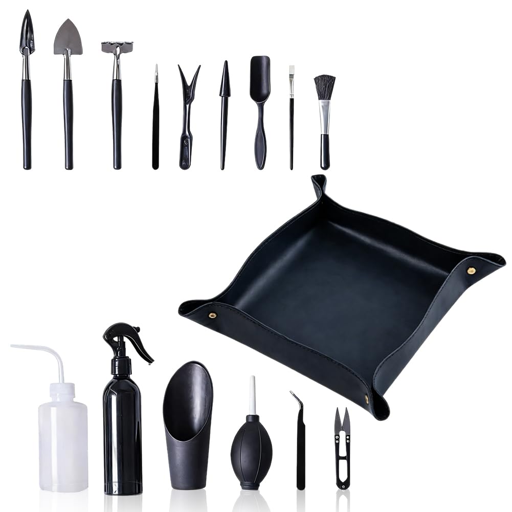 Bonsai Werkzeug Set 16 Stück, Mini Gartengeräte Gartenwerkzeug Set, Mini Pflanzen Werkzeug Set mit F