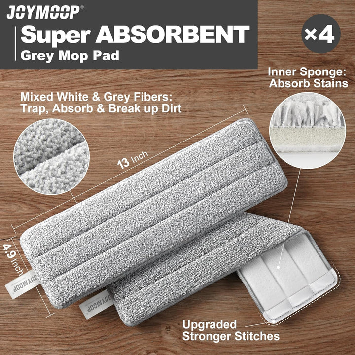 JOYMOOP Flache Wischmopp-Pads, Mikrofaser-Reinigungspads, waschbare Pads, Ersatz für JOYMOOP Flachmo