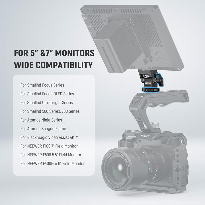 NEEWER Feldmonitorhalterung mit Cold Shoe,1/4" Schraube für 5" &amp; 7" Kamera Monitor Mount, 360° drehb