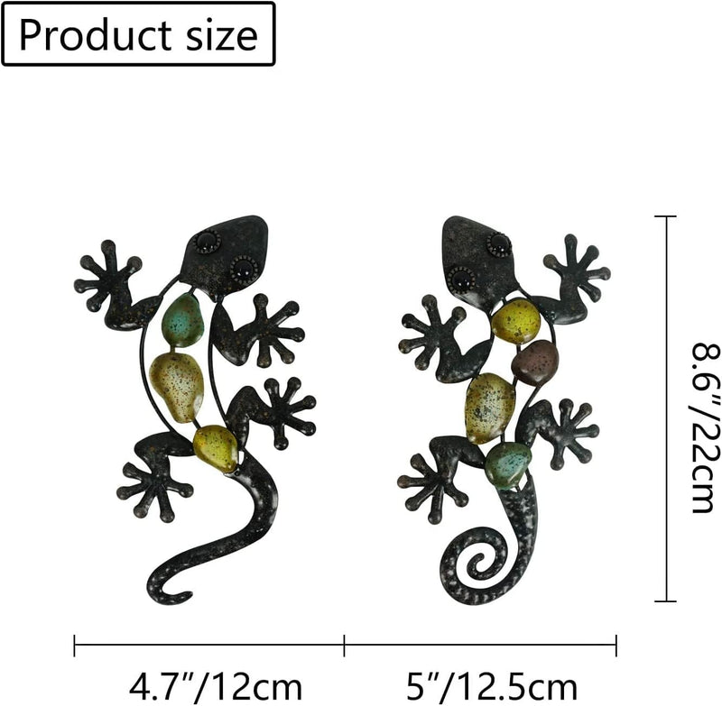 Liffy 2 Stück Metall Eidechse Wandkunst Garten Outdoor Gecko-Wanddekoration Statuen Skulpturen für Z