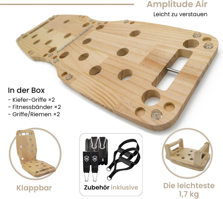 Amplitude – Premium Liegestützbrett/Push up Board aus Holz für Home gym – Klappbares Fitnessgerät fü