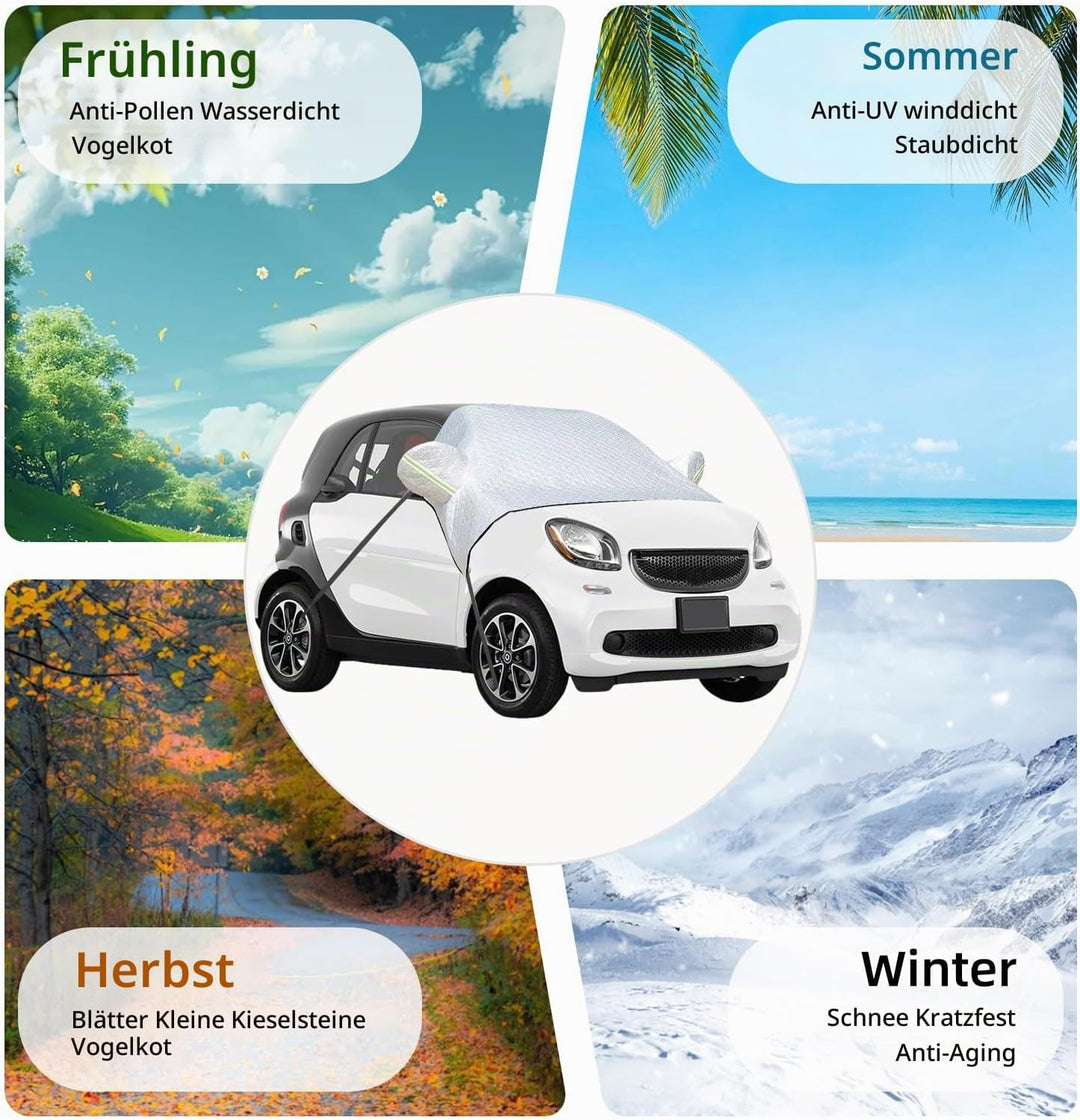 Frontscheibenabdeckung für Smart Fortwo 2006-2025, Windschutzscheibe Abdeckung Verdickte mit Riemen