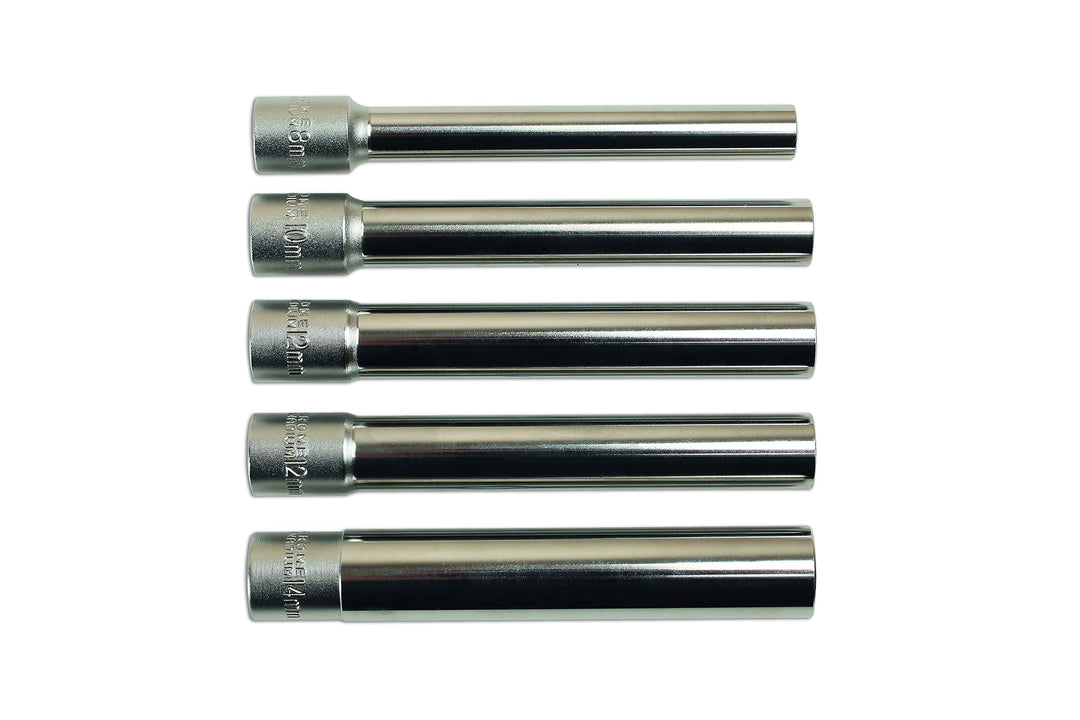 Laser 7032 Steckschlüssel-Set, extra lang, mehrfarbig, 3/8 Zoll, 5-teilig