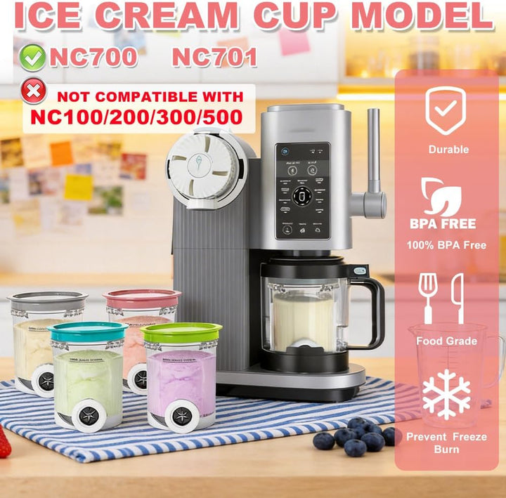 Behälter für Ninja Creami Swirl NC700 NC701EU Serie, Afenau 4 Stück BPA-Frei Eisbehälter mit SwirlDe
