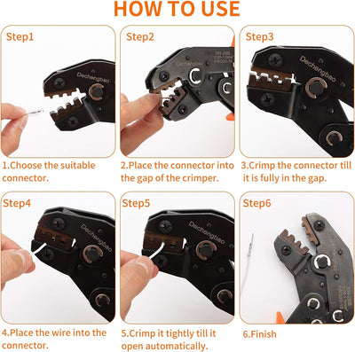 Dechengbao Dupont Crimping Tool Kit Ratcheting Crimper with 1550PCS 2.54mm Dupont Male / Female PinC