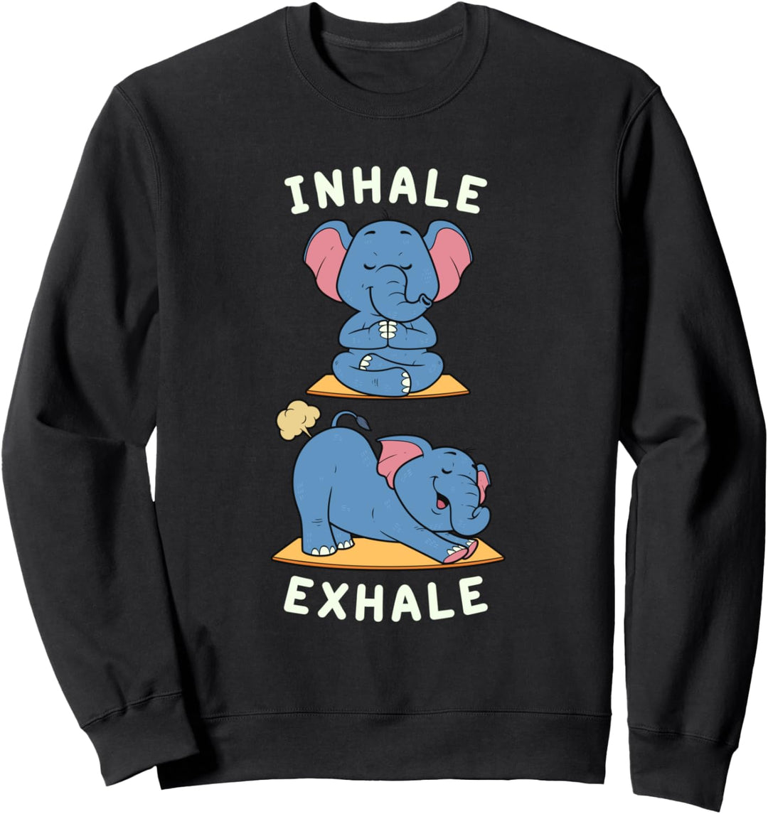 Lustiger Yoga Einatmen Ausatmen Furzender Elefant Yoga Sweatshirt