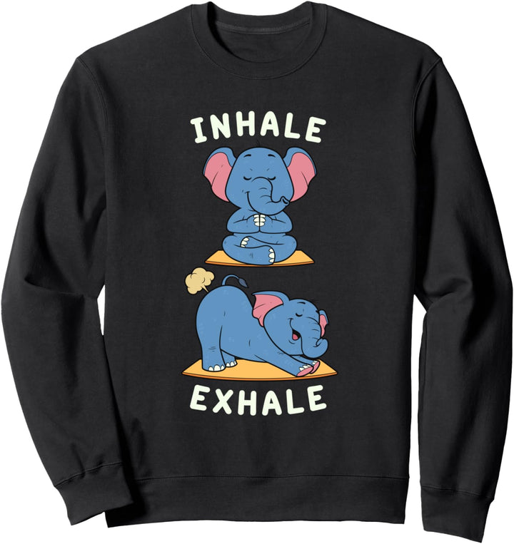 Lustiger Yoga Einatmen Ausatmen Furzender Elefant Yoga Sweatshirt