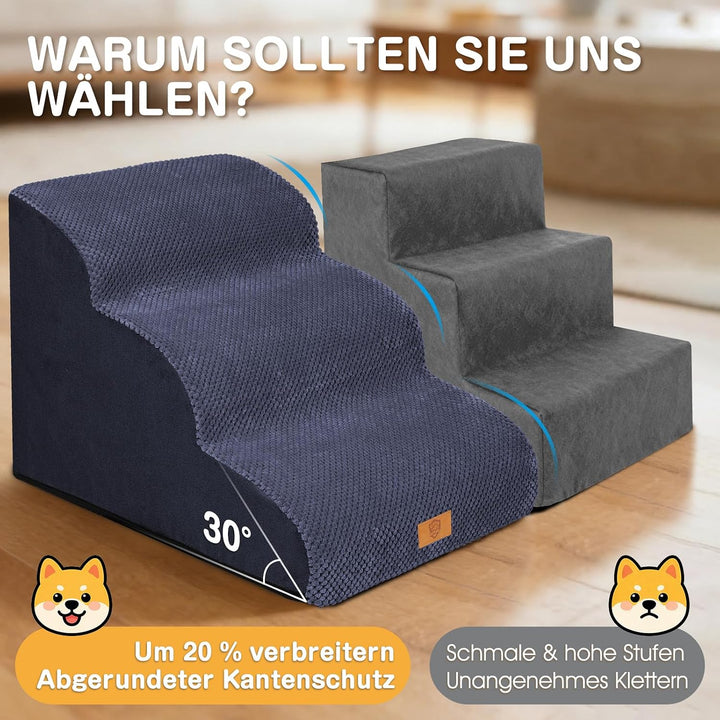 Zvonema Hundetreppe für Kleine Hunde, Hundetreppe Bett, Tragbar Abnehmbar Haustiertreppe mit Waschba