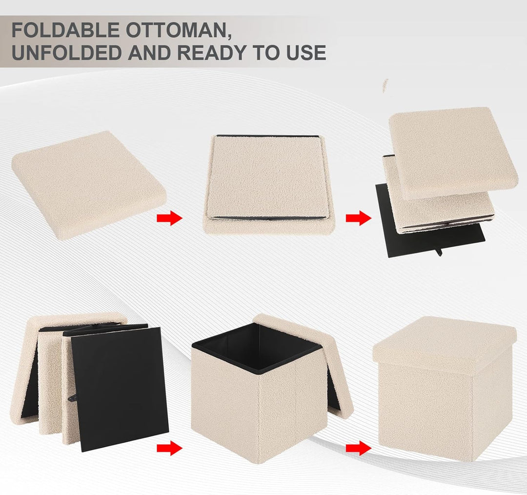eSituro Sitzhocker mit Stauraum, Faltbarer Hocker, Fusshocker, Polsterhocker, Aufbewahrungsbox Sitzw