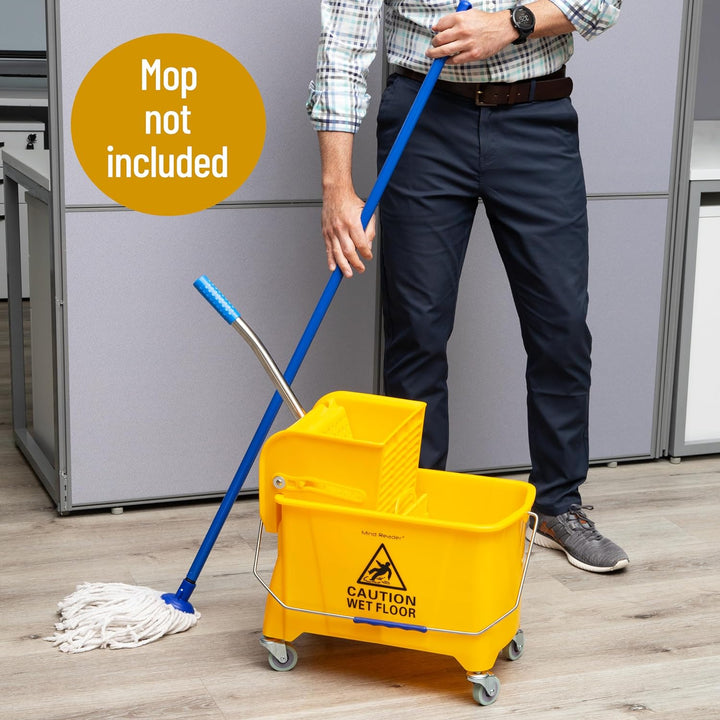 Mind Reader Mobile Heavy Duty Mop Bucket with Upward Press Wringer, 22-Quart Capacity, 16.25"L x 10.