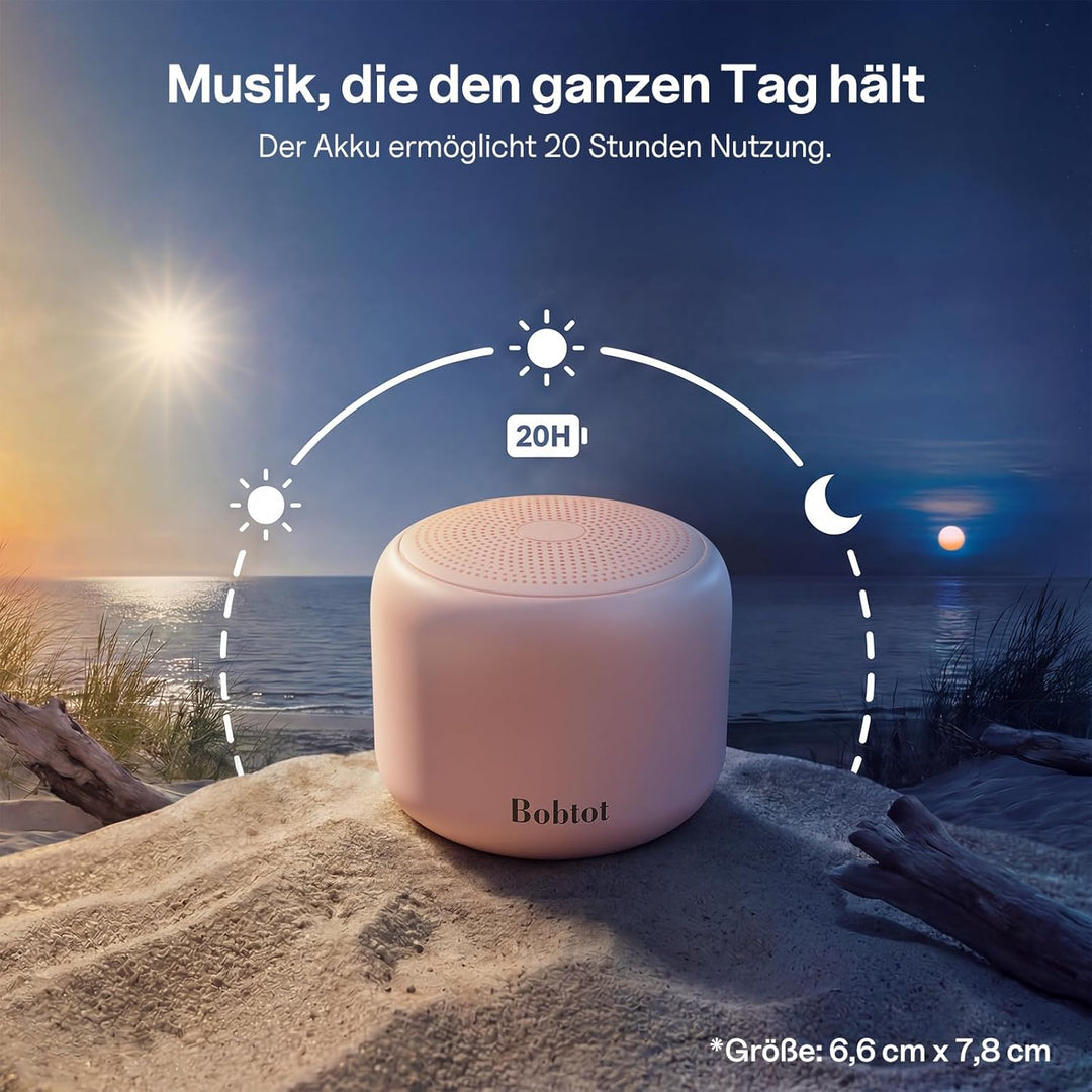 Bobtot Tragbarer Bluetooth-Lautsprecher, kabelloser wasserdichter Lautsprecher mit lautem Stereo-Sou