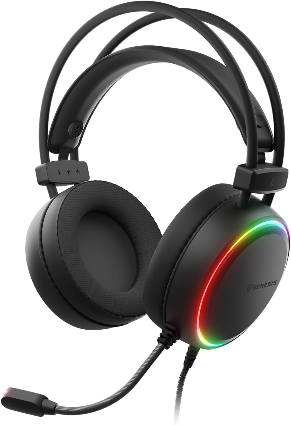 Genesis Neon 613 G2 Gaming Headset mit Mikrofon Schwarz, kabelgebundenes Over-Ear PC Headset, Gaming
