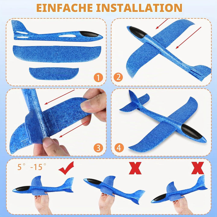 VCOSTORE Styroporflieger Wurfgleiter Kinder - 4 Stück Flugzeug Spielzeug Styropor Segelflieger Gross