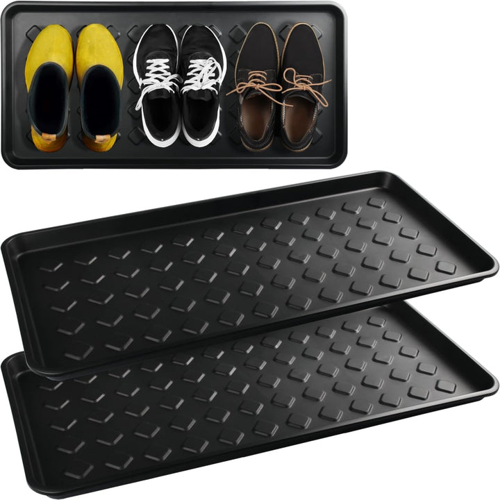 2X Schuhabtropfschale Schuhmatte 60 x 40 cm aus Kunststoff Schuhwanne Schuhablage mit erhöhtem Rand