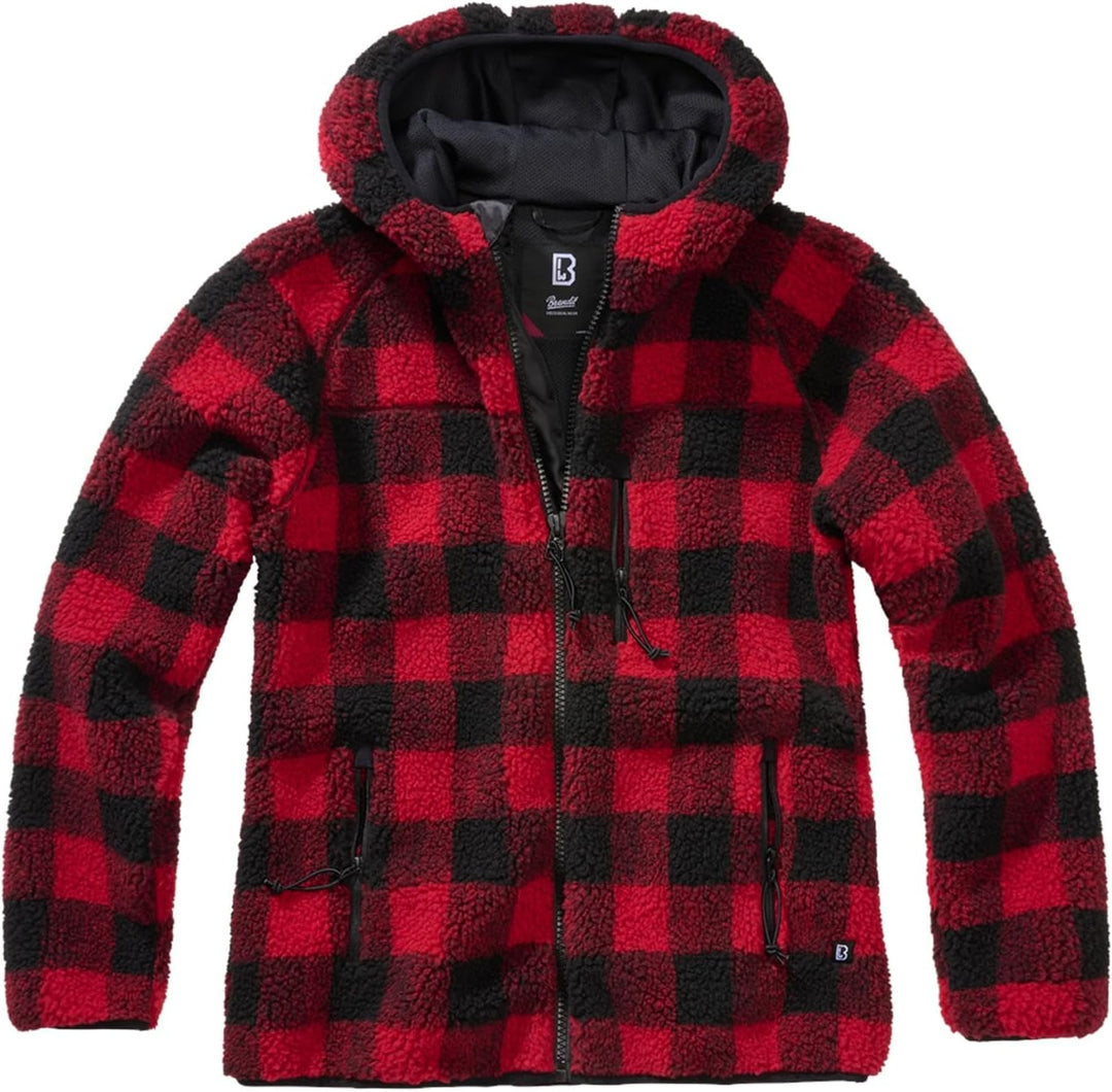 Brandit Women Teddyfleece Jacket Hooded, many colours, Grössen XS bis 5XL XS red/black, XS red/black