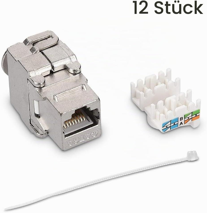 kwmobile 12x Keystone Modul für CAT 6A Kabel - 10 Gbit/s geschirmt Metall Gehäuse Schnappverschluss