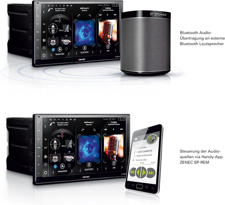 ZENEC Z-N976 – 2-Din Autoradio, Multimediasystem mit 9“/22,9 cm Touchscreen, Mediencenter mit DAB+,