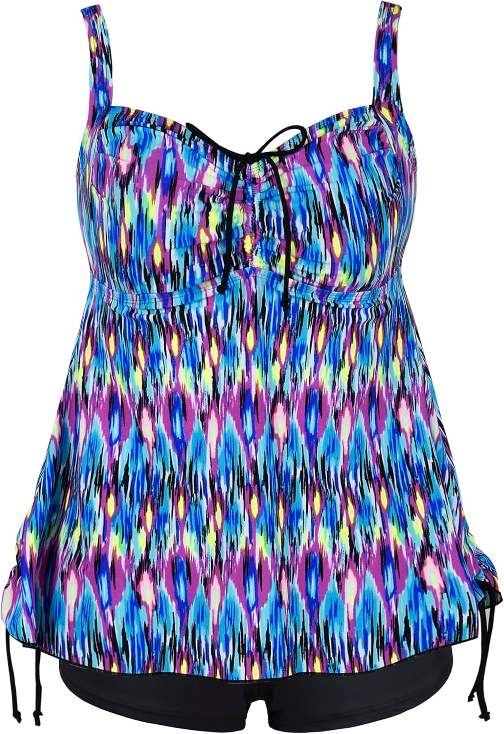 Hilor Damen Kordelzug Tankini-Badeanzug in Übergrösse Retro-Badebekleidung 20 Blaues Pop-muster, 20