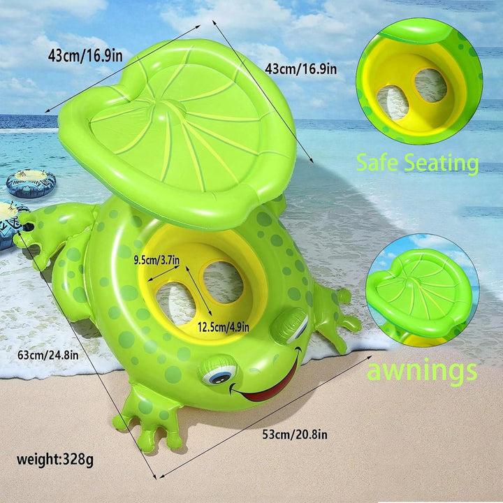 NMM Baby Schwimmring mit Abnehmbarem Sonnendach Grün, Grün