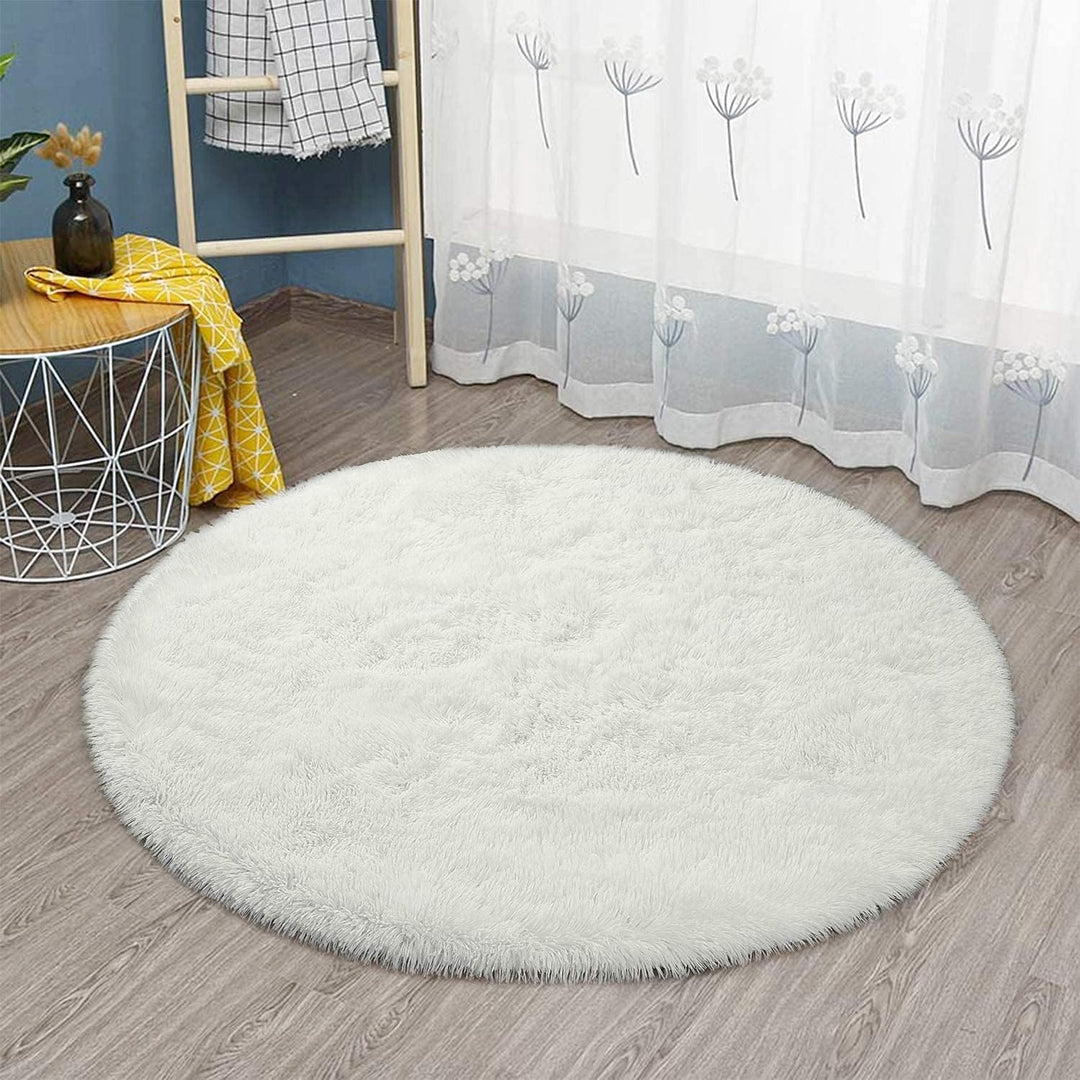 Tinyboy-hbq Runder Teppiche Hochflor Teppich wohnzimmerteppich Langflor Teppiche für Wohnzimmer flau