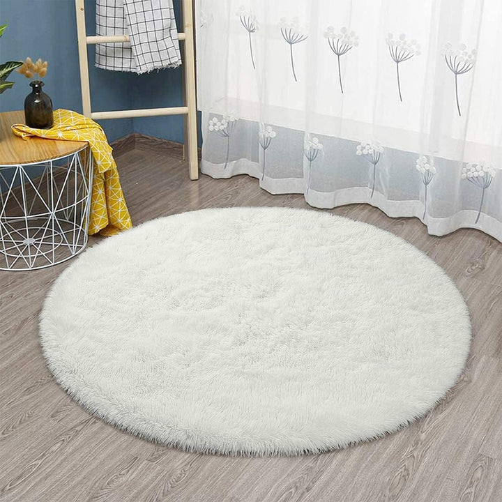 Tinyboy-hbq Runder Teppiche Hochflor Teppich wohnzimmerteppich Langflor Teppiche für Wohnzimmer flau
