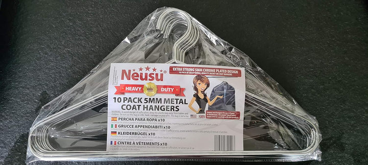 Neusu Kleiderbügel Metall, Stabil, 45cm x 5mm Dickes Metall - Extra Starke Garderobenbügel in Hotel-