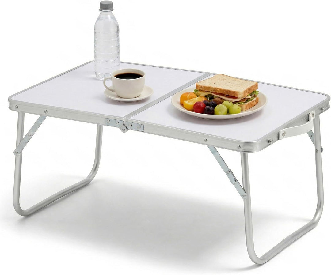 Klappbarer Reisetisch, tragbarer Campingtisch, 60×40×26,5 cm (Weiss), Weiss