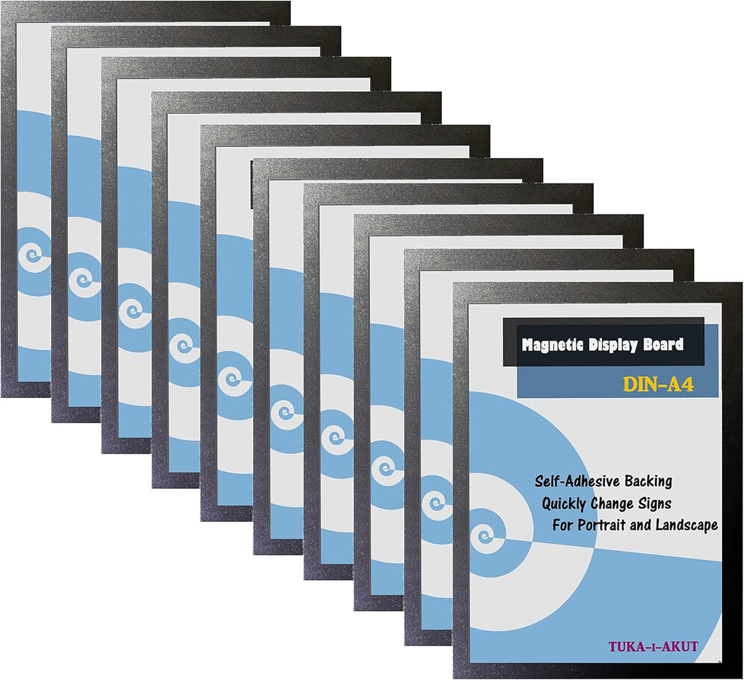 TUKA-i-AKUT 10st. A4 Info-Rahmen Selbstklebend mit Magnetverschluss, Einstecktasche Infotasche Blatt
