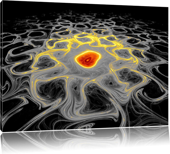 Dark leuchtendes Lava Muster schwarz/weiss Format: 100x70auf Leinwand, XXL riesige Bilder fertig ger