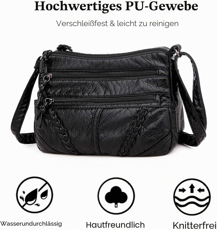 FANDARE Damen Umhängetasche Schultertasche Frauen Crossbody Bag Wasserdicht PU Leder Damentasche Sch