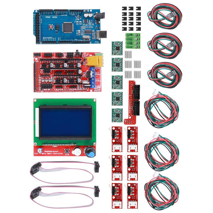 3D Druckerkit RAMPS 1.4 + für Mega 2560 CH340 + 12864 Controller + A4988 Spanplatten Teile, 3D Druck